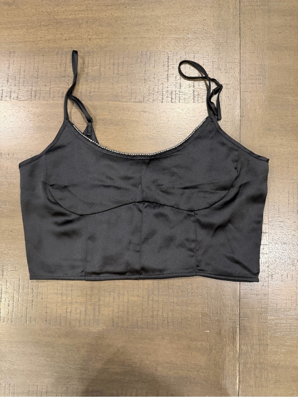 House of Harlow 1960 Black Satin Crop Top M